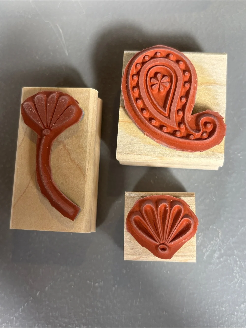 Stampin’ Up! Polka Dots & Paisley 2007 Wood Mount Rubber Stamp Set of 6